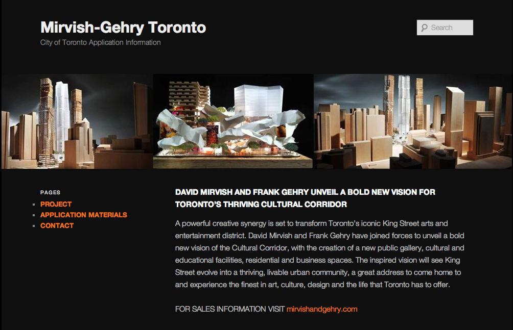 Mirvish Gehry Application Information Site